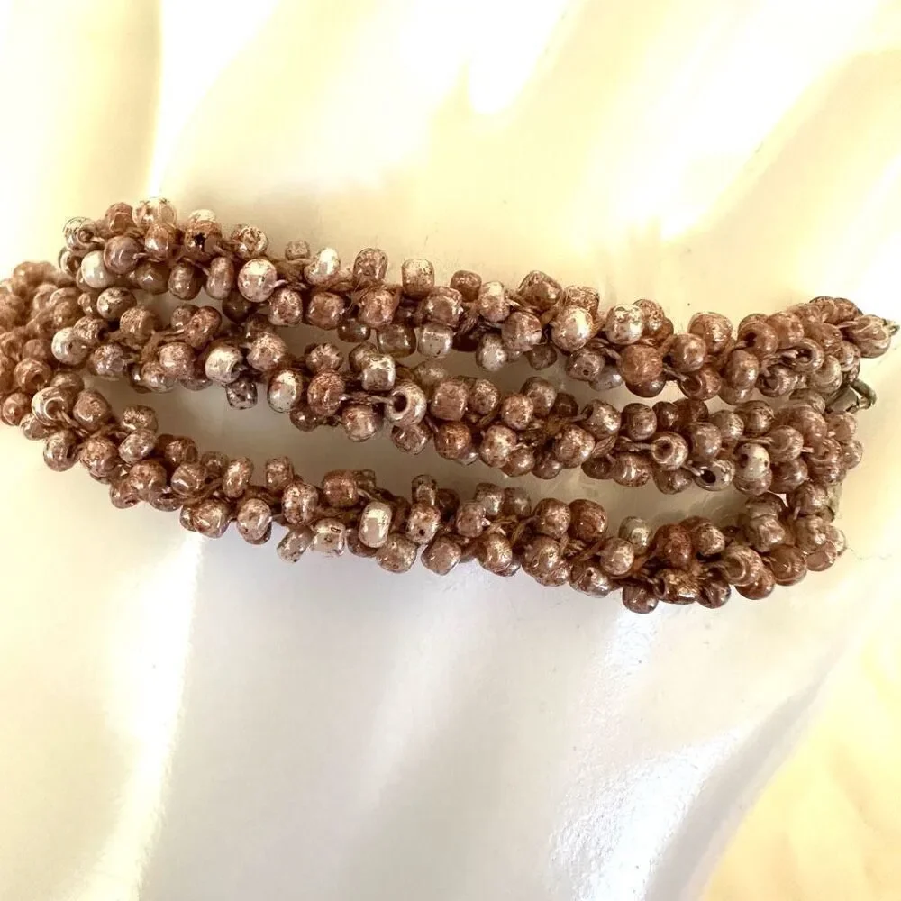 Triple strand seed beaded bracelet